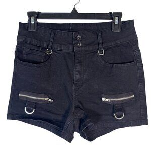 Hot Topic Black Zipper Denim Shorts Goth Punk Emo Grunge Metal Alternative 9